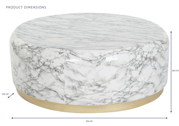 DKD Home Decor Mesa de Centro de Hierro con Símil Mármol Blanco y Dorado