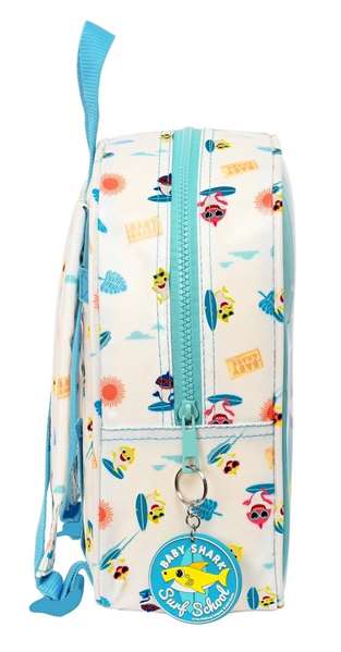 Safta Mochila Guardería Adapt a Carro Baby Shark Surfing, Bolsillo Frontal, 22x27x10cm