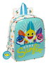 Safta Mochila Guardería Adapt a Carro Baby Shark Surfing, Bolsillo Frontal, 22x27x10cm