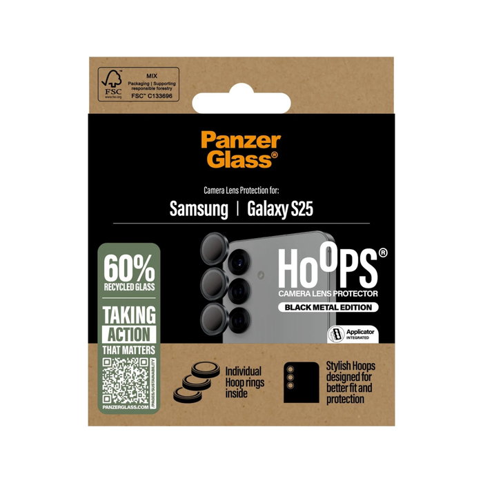 PanzerGlass Hoops Black Protector de Lente para Samsung Galaxy S25 PanzerGlass Hoops Black Protector de Lente para Samsung Galaxy S25