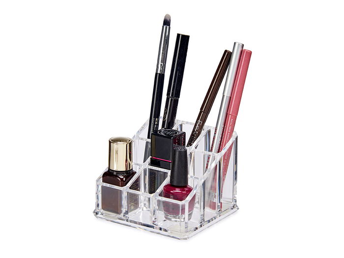 Berilo Organizador Cuadrado 9 Huecos Transparente Plástico 9 x 9 x 6.5 cm (Set de 12)