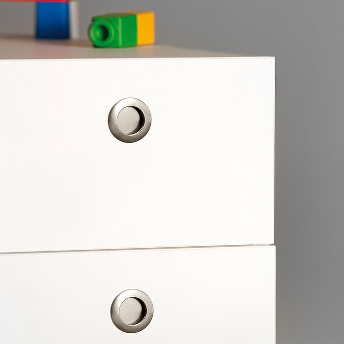 Emuca Lote de 10 pomos para mueble Benetusser, diámetro 41mm, Zamak, Níquel satinado
