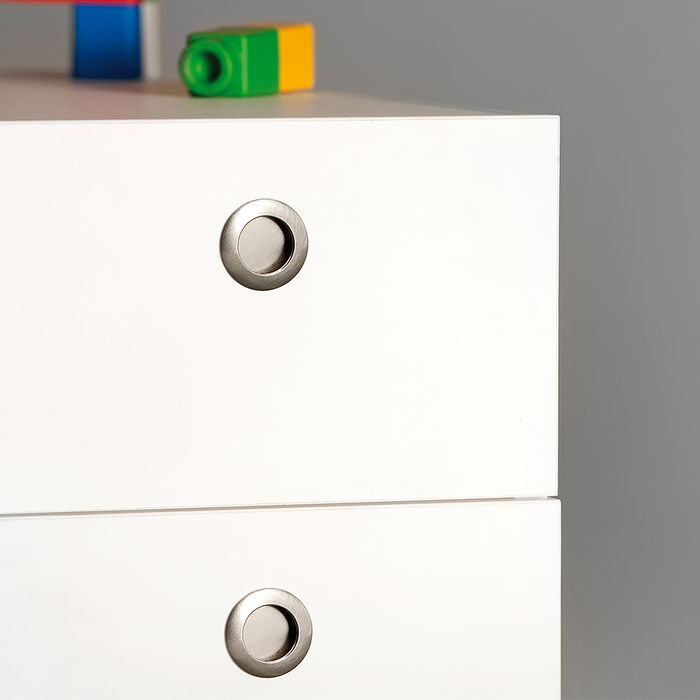 Emuca Lote de 10 pomos para mueble Benetusser, diámetro 41mm, Zamak, Níquel satinado