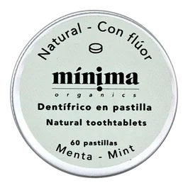 MINIMA ORGANICS Dentífrico En Pastilla Menta Con Flúor Lata 60 Unidades