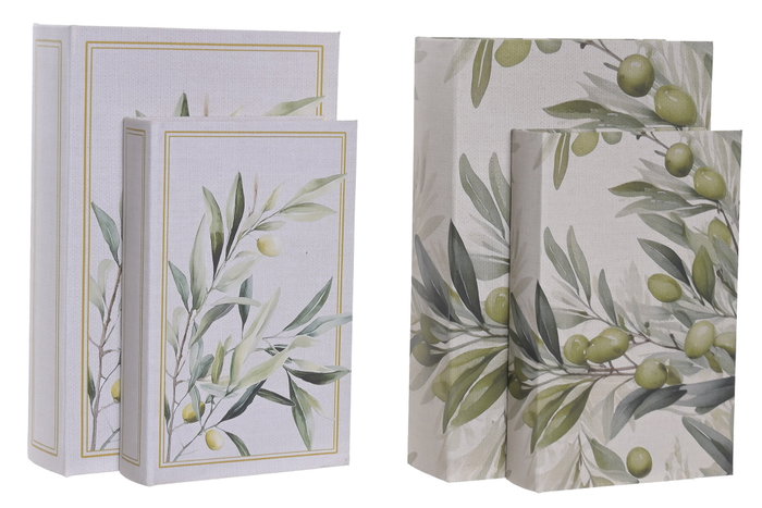 DKD Home Decor Set de 2 Cajas para Libros Verde Olivo