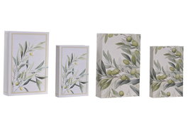 DKD Home Decor Set de 2 Cajas para Libros Verde Olivo