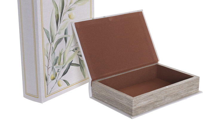 DKD Home Decor Set de 2 Cajas para Libros Verde Olivo