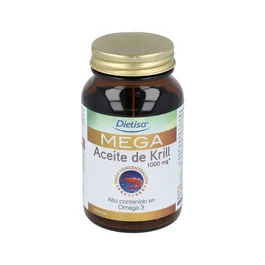Dietisa Omega Mega Krill Suplemento de Aceite de Krill con Omega 3, EPA, DHA y Astaxantina 60 Cápsulas