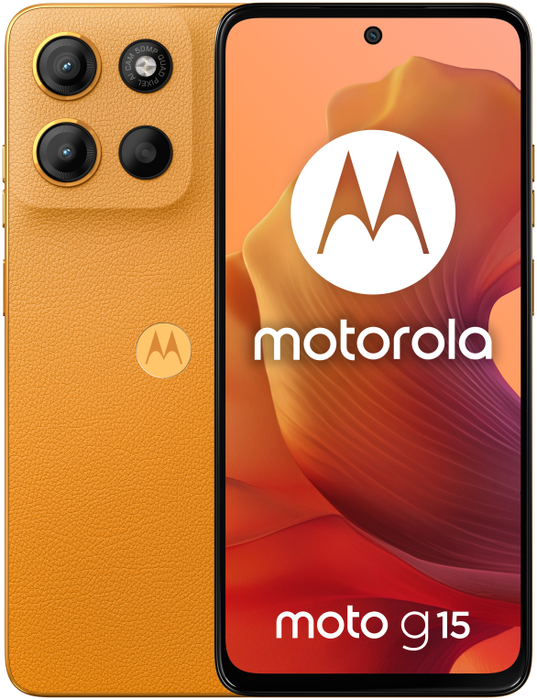 Motorola Moto G15 Smartphone 4G Android 15 - Pantalla Full HD+ de 6.72", 8GB RAM + 256GB, Cámara 50MP, Batería 5200 mAh, Carga Rápida 18W, Color Naranja