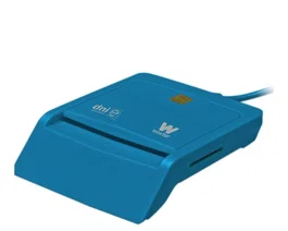 Woxter PE26-146 Lector de DNI Electrónico y Tarjetas Inteligentes - Lector de Tarjetas Multimedia USB 2.0 con 3 Ranuras, Color Azul