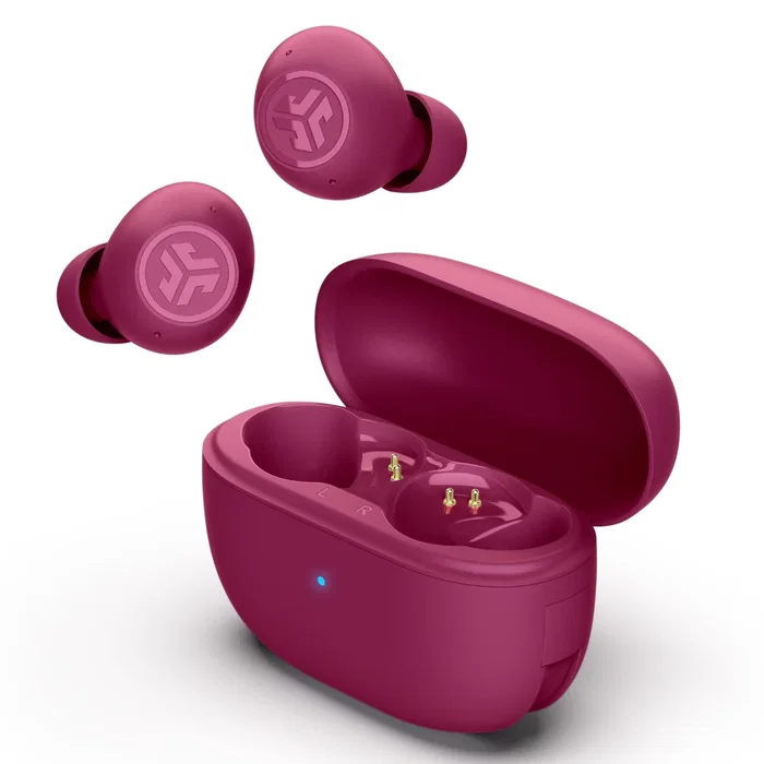 JLab Go Pop ANC Auriculares True Wireless Stereo (TWS) Intraurales Bluetooth 5.3 con Cancelación Activa de Ruido (ANC), Resistente al Sudor IP55, Color Fucsia