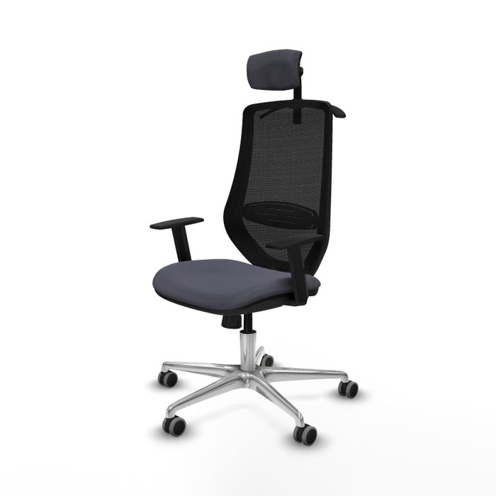 PIQUERAS Y CRESPO Silla de oficina Mardos con mecanismo Sincro, Gris oscuro y Negro