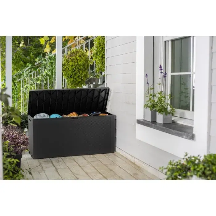 Keter Caja de Jardín Emily 270L Antracita Resistente a la Intemperie y Rayos UV para Exterior Keter Caja de Jardín Emily 270L Antracita Resistente a la Intemperie y Rayos UV para Exterior