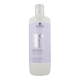 Schwarzkopf Blondme Bond Repair Champú Matizante Tono Púrpura 1000 ml - Neutraliza Amarillos, Repara y Fortalece Cabello Rubio Decolorado, Gris o Blanco