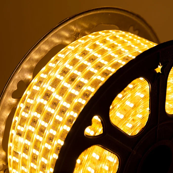 HO-220 Tira LED 220V 50M, 120 LEDs por Metro Blanco Cálido 2700K, IP65 Impermeable, 500W, Corte cada Metro, SMD5050