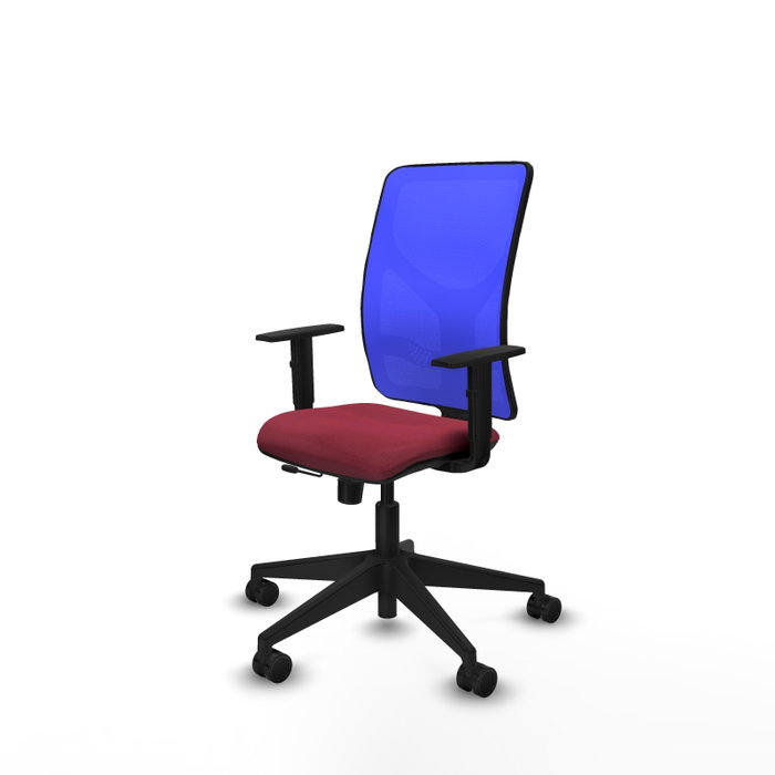 PIQUERAS Y CRESPO Silla de oficina Motilla Granate y Azul con mecanismo Sincro/Traslack