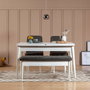 Hanah Home Banco Vina Anthracite, Blanco, 110x40x48 cm, Tablero Partículas Melamina y Lino