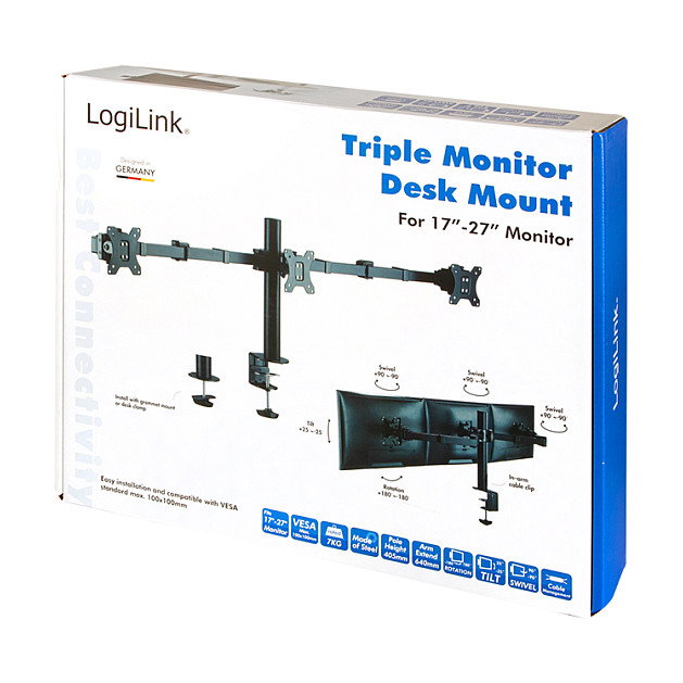 LogiLink Soporte Triple para Monitor BP0107 de 17-27 pulgadas