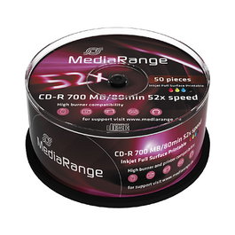 MEDIARANGE MR208 CD-R Imprimible 700MB/80min 52x Caja de 50 unidades