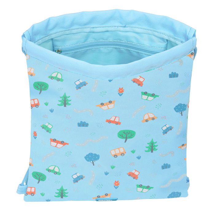 Bolsa Mochila con Cuerdas Safta Coches Azul 26 x 34 x 1 cm