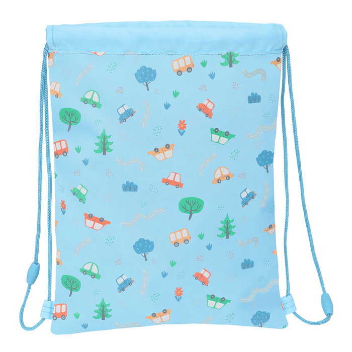 Bolsa Mochila con Cuerdas Safta Coches Azul 26 x 34 x 1 cm