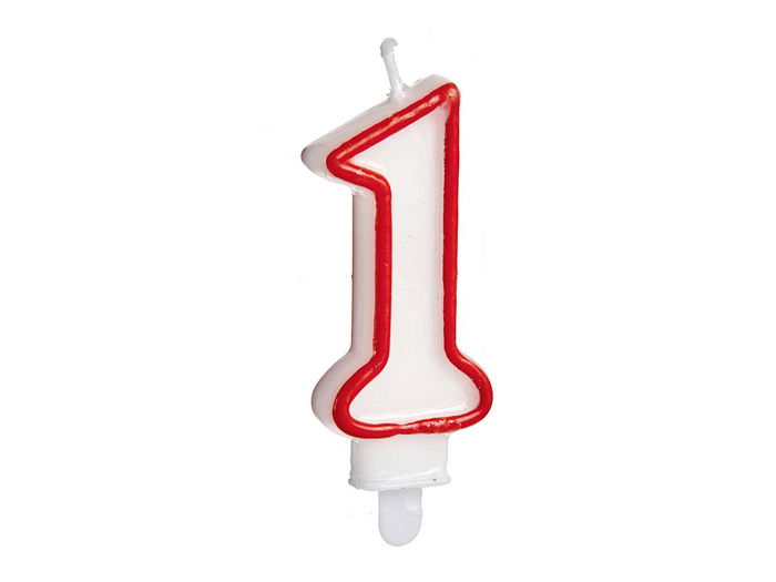 Vela Cumpleaños Número 1 Blanca con Borde Rojo Arte Regal 4.2x8.2x1 cm (Set de 72) Vela Cumpleaños Número 1 Blanca con Borde Rojo Arte Regal 4.2x8.2x1 cm (Set de 72)