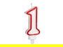 Vela Cumpleaños Número 1 Blanca con Borde Rojo Arte Regal 4.2x8.2x1 cm (Set de 72)