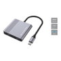 Conceptronic DONN13G 4-in-1 Docking Station USB-C con 2x HDMI, USB-C PD y USB-A 3.0, Gris