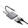 Conceptronic DONN13G Adaptador USB-C 4 en 1 con 2x HDMI, USB 3.0 y 100W PD Gris