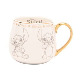 WIDDOP & CO Taza Stitch Disney Porcelana China Ilustraciones Esbozadas Detalles Dorados