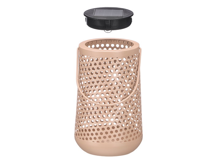 Ibergarden Lampara Solar Farol Conico 11x18x11cm Metal Plastico PP Beige Verde Rosa (Set de 12)