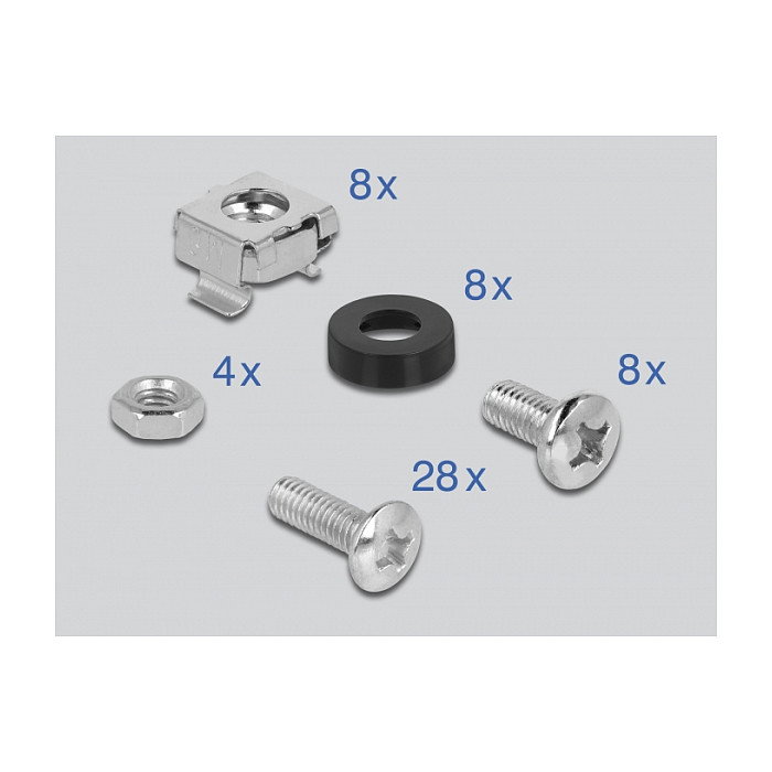 DeLOCK 19" Soporte para Rieles DIN 4U, Negro, Kit de Carriles de Rack Metal, Ancho 306 x Profundo 485 x Alto 176 mm