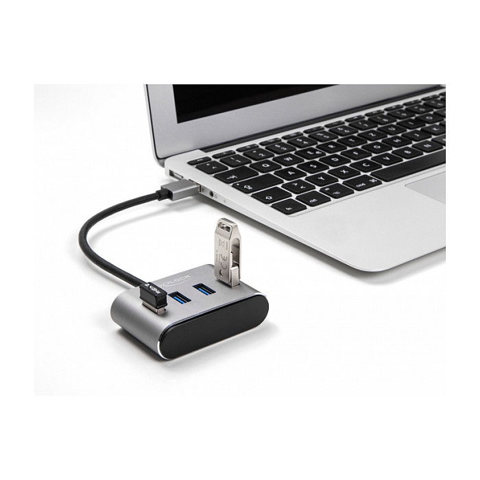DeLOCK Hub USB 4 Puertos USB 3.2 Gen 1 Tipo-A, 5 Gbps, Negro, Metal, Cable 0.2m, Plug and Play, Compatible con Windows, macOS, ChromeOS DeLOCK Hub USB 4 Puertos USB 3.2 Gen 1 Tipo-A, 5 Gbps, Negro, Metal, Cable 0.2m, Plug and Play, Compatible con Windows, macOS, ChromeOS
