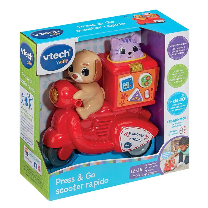 VTech Baby - Patinete Press & Go Rápido para Bebé, VTE3417765866050, Rojo