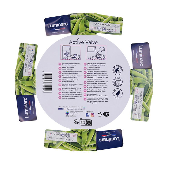Plato Vidrio con Tapa Pure Box Active Luminarc 23 cm - 70 cL Plato Vidrio con Tapa Pure Box Active Luminarc 23 cm - 70 cL
