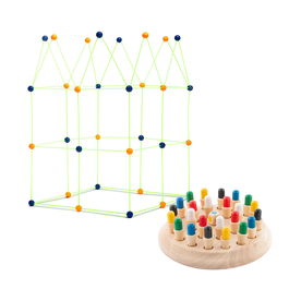 Pack Ajedrez de Memoria de Madera y Kit de Construcción de Fuertes para Niños InnovaGoods