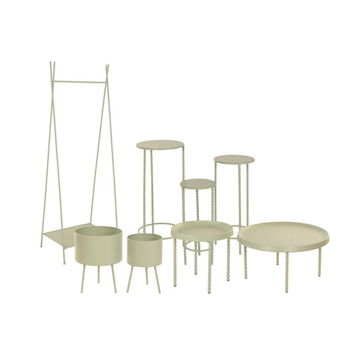DKD Home Decor Set de 3 Mesitas Auxiliares de Metal Verde Menta Bolas