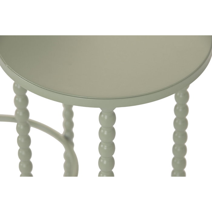 DKD Home Decor Set de 3 Mesitas Auxiliares de Metal Verde Menta Bolas
