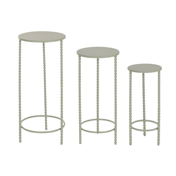 DKD Home Decor Set de 3 Mesitas Auxiliares de Metal Verde Menta Bolas