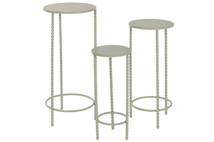 DKD Home Decor Mesita Auxiliar Urban Verde Menta 32 x 70 x 32 cm Set de 3