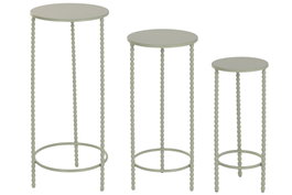 DKD Home Decor Set de 3 Mesitas Auxiliares de Metal Verde Menta Bolas