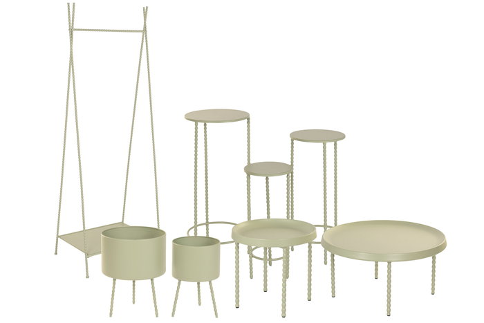 DKD Home Decor Mesita Auxiliar Urban Verde Menta 32 x 70 x 32 cm Set de 3