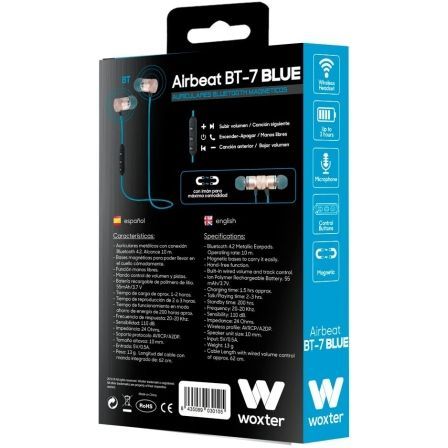 Auriculares Inalámbricos Intrauditivos Woxter Airbeat BT-7/ con Micrófono/ Bluetooth/ Azules