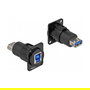 DeLOCK D-Typ Module USB 3.0 Tipo A Hembra a Tipo B Hembra, Conector Plano, Negro