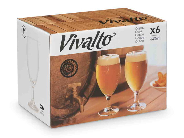 VIVALTO Copa Cerveza 440 ml 8x18x8 cm (Set de 24)