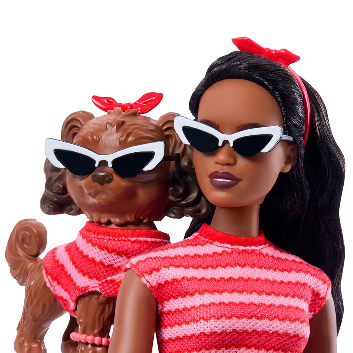 Barbie Muñeca Twinning Looks Afroamericana con Perro JFP37 Mattel