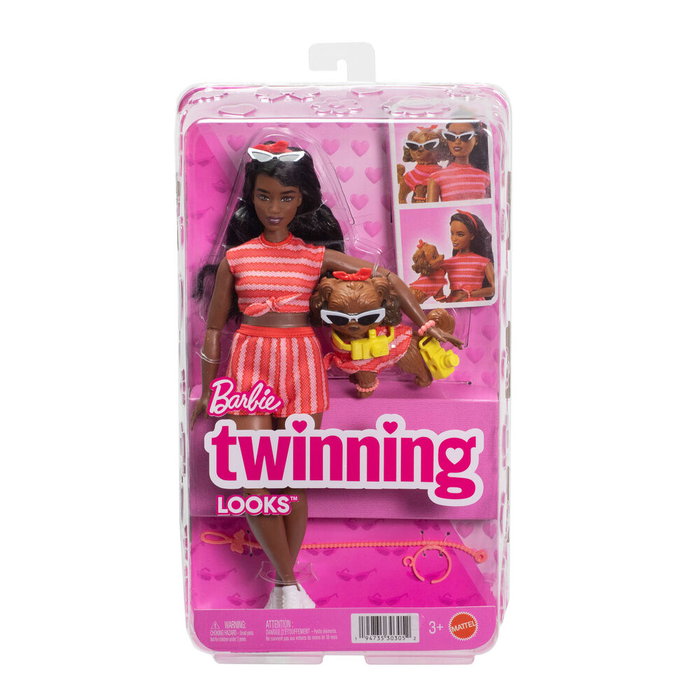 MATTEL Muñeca Twinning Looks Barbie Brooklyn con Cachorrito Conjuntos a Juego Edad +3 Años MATTEL Muñeca Twinning Looks Barbie Brooklyn con Cachorrito Conjuntos a Juego Edad +3 Años