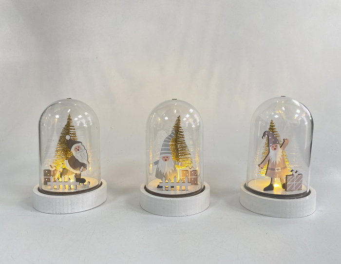 DKD Home Decor Decoracion Luminosa Navidad Fantasia Blanco Dorado Cristal Led 9 x 13 x 9 cm (12 Unidades)