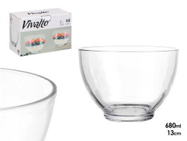 VIVALTO Bol de desayuno de vidrio transparente 680 ml