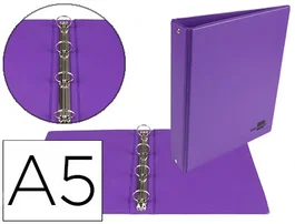 Liderpapel Carpeta de 4 anillas redondas 25 mm A5 Violeta